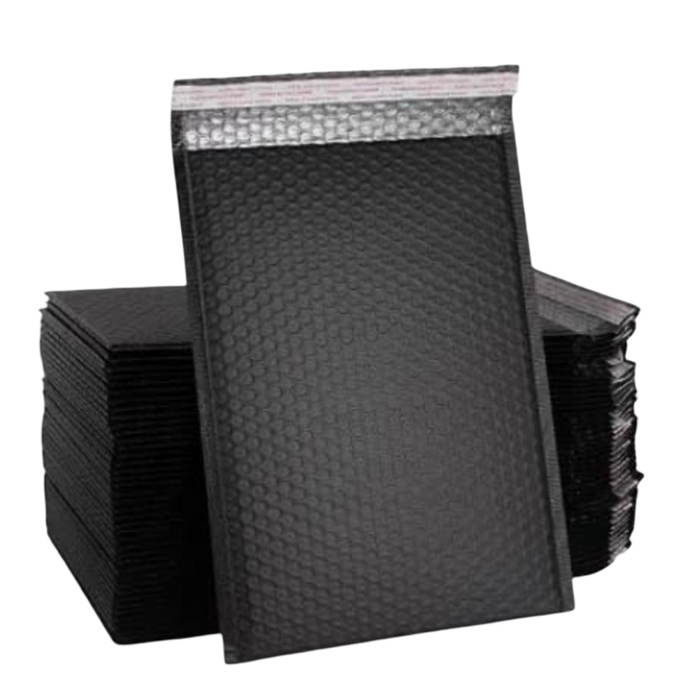 50 X Black Poly Bubble Mailers Envelopes + TY stickers Shipping Starter Pack